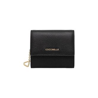 Coccinelle Metallic Soft Kleine Portemonnee - Dames - Accessoires - Zwart - Maat: ONE Size Leer