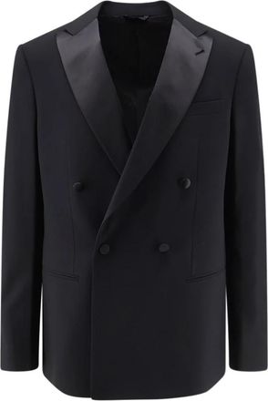 Giorgio Armani Dubbelrijige Blazer - Heren - Blazers - Zwart - 2XL - Wol - Jassen