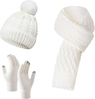 Generic 2026 Womens Winter Hat Scarf Glove Set Fleece Lined Knit Warm Long 3 PC (WH2, One Size)