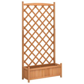 vidaXL Jardinera Con Enrejado De Madera Maciza De Abeto Marr&oacute;n Vidaxl