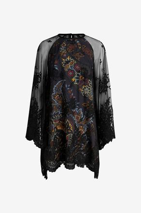 Etro A-f&ouml;rmiges Minikleid aus bedrucktem Cr&ecirc;pe und Spitze