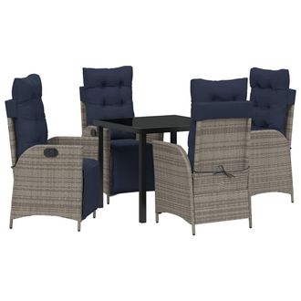 vidaXL Conjunto De Comedor De Jard&iacute;n 5 Pcs Gris Y Negro Rat&aacute;n Vidaxl