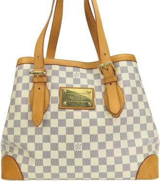 Louis Vuitton White Damier Azur Leather Tote Bag (Pre-Owned)