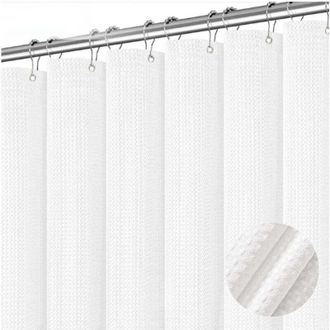 OEM Cortina De Ducha Con Textura De Gofre, 180 X 180 Cm, Blanca -crezuo