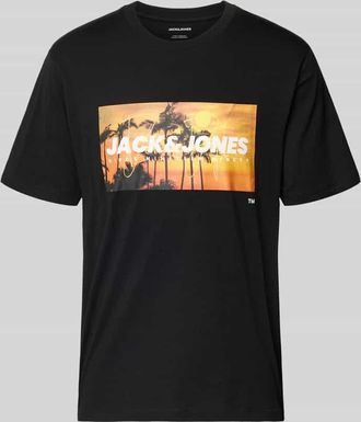 Jack & Jones Jack & Jones T-Shirt mit Label-Print Modell INDIANA in Black, Gr&ouml;&szlig;e XXL