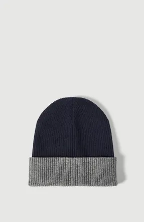 Brunello Cucinelli Cashmere double knit ribbed beanie in Navy Blue at Nordstrom, Size Xx-Large