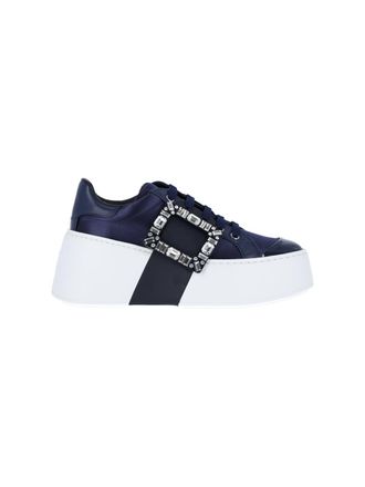 Roger Vivier Blue Viv Skate Crystal Buckle Platform Sneakers