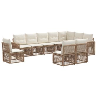 vidaXL Conjunto De Sof&aacute;s De Jard&iacute;n 10 Pcs Beige Y Blanco Crema Vidaxl
