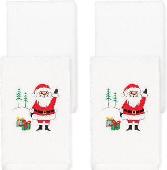 Linum Home Textiles Christmas Santa Waving Hand Towel Set (Set Of 4)
