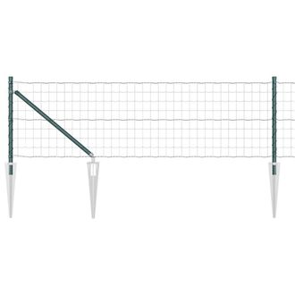 Berkfield Home Euro Fence with 13 Spike Posts 0.6x25 m Galvanised Steel Green