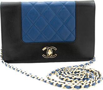 Chanel Wallet On Chain Blue Leather Wallet (Pre-Owned)