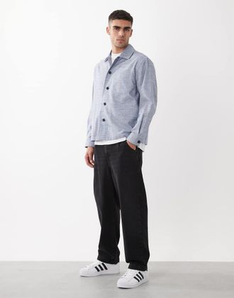 Selected Camicia giacca testurizzata azzurra-Blu