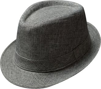 Generic Fedora Hats for Men Short Brim Classic Panama Hat Without Belt Unisex Fedora Hat Short Brim Beach Sun Cap British Style Jazz Hats Dark Gray