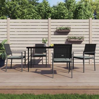 vidaXL Vidaxl - Sillas Jard&iacute;n Cojines 4 Uds Rat&aacute;n Sint&eacute;tico Negro 54x62,5x89 Cm