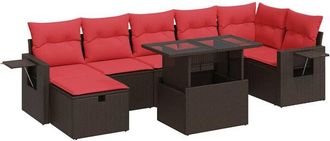 vidaXL Vidaxl - 8 Piece Garden Sofa Set with Cushions Brown Poly Rattan Acacia