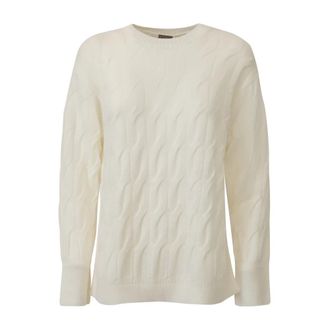 Max Mara Quid Sweater - Dames - Ronde hals truien - Wit - S - Wol - Truien & Vesten