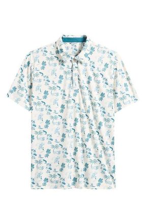 Swannies Havana Floral Performance Golf Polo in Deep-Lake at Nordstrom, Size Xx-Large
