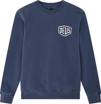 Deus D261Msw 186 Shield Garment Dyed Crew - Heren - Sweatshirts - Blauw - S - Katoen - Hoodies & sweatvesten