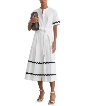 Reiss Isabelle Stretch Wave Trim Midi Dress