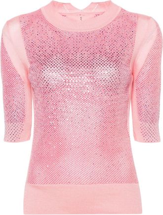 Ermanno Scervino crystal-embellished cotton top - women - Cotton/glass - S - Pink