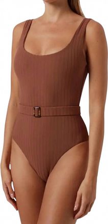 Melissa Odabash Texas Coco Ribbed One Piece Swimsuit In Brown