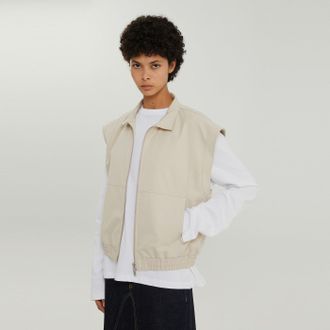 1989 STUDIO Light cream gabardine zip up vest