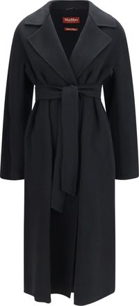Max Mara Womens Coat Long Robe Wool, Cashmere And Silk Black Fleece Wool (ovis Aries)