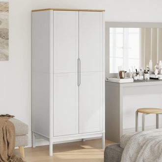 Berkfield Home Wardrobe FLORO White 77x53x171 cm Solid Wood Pine | Size: 77 x 53 x 171 cm