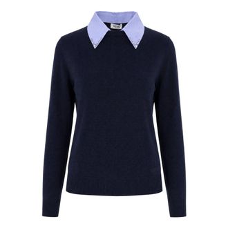 Liu Jo Round-neck Truien - Dames - Ronde hals truien - Blauw - L - Wol - Truien & Vesten