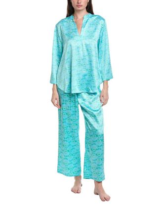 Natori 2pc Rhythm Printed Satin Pajama Pant Set