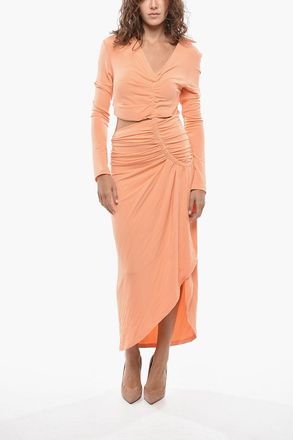 Off-white Draped Dress With Cut-Out Details And Side Slit Off-White