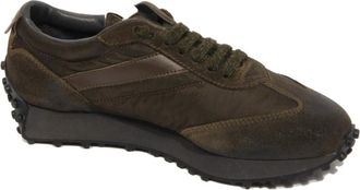 Doucal's Vintage Effect Su&egrave;de/Stoffen Sneakers - Heren - Sneakers - Groen - 40 EU - Su&egrave;de - Schoenen