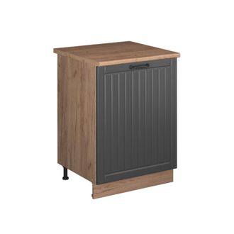 Vicco Mueble Bajo De Cocina Fame-line, Gris Oscuro/roble Dorado, 60 Cm 1 Puerta Con Encimera, Vicco