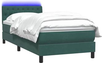 vidaXL Cama Box Spring Con Colch&oacute;n Terciopelo Verde Oscuro 80x220 Cm Vidaxl