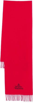 Vivienne Westwood Accessoires, Dames, Rood, ONE Size, Wol, Logo-borduursjaal