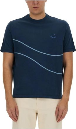 Paul Smith SS T-shirt Happy Wave - Heren - T-shirts - Blauw - M - Katoen - Tops