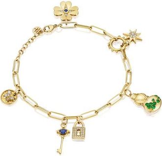 Hueb Penka Charm Bracelet in Yellow Gold at Nordstrom, Size 7.5