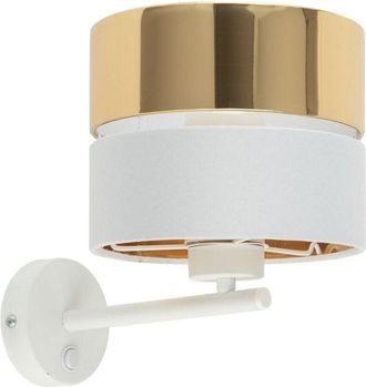 Luminosa Light Designs TK Hilton Lámpara de pared con pantalla blanca y dorada, 1 bombilla E27