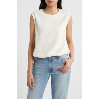 Wit & Wisdom Pleated Shoulder Bubble Hem Sleeveless Top in Vanilla at Nordstrom, Size X-Large