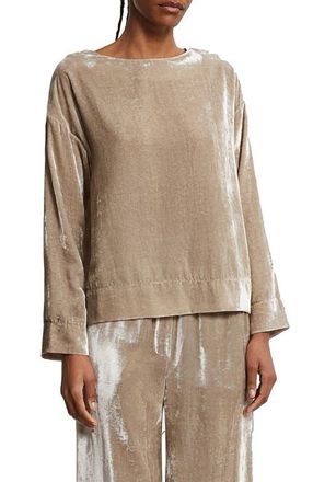 ottod'Ame Soft Velvet Blouse in Stone at Nordstrom, Size 44 It