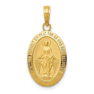 Diamond2Deal 10k Gold Miraculous Medal Pendant