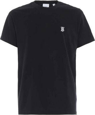 Burberry Zwart T-shirt met geborduurd logo - Heren - T-shirts - Zwart - S - Katoen - Tops