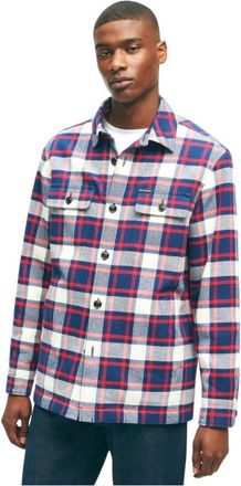 Brooks Brothers Navy-Blue Katoenen Overshirt Jas - Heren - Casual Overhemden - Blauw - XL - Katoen - Overhemden