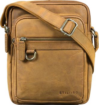 STILORD Orion Leather Shoulder Bag for Men | Small Vintage Bag for iPad 10.9 Inches | Shoulder Bag in Genuine Leather Colour: Black, Tan Brown-Dark, S