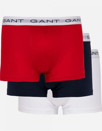 GANT Mens GANT Mens Slim Fit Cotton Jersey Trunks 3-Pack - 105 Multicolour - Red - Size: 37/36/32