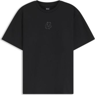 BOSS Mercerized-cotton T-shirt with sequin-embroidered Double B monogram