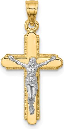 Diamond2Deal 10k Yellow Gold Rhodium Crucifix Pendant