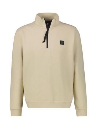 Lerros Sweatshirt LERROS LERROS Struktur-Troyer in Grossen Gr&ouml;ssen, Herren, Gr. 4XL, weiss (foam wei&szlig;), 83% Baumwolle, 16% Polyester, 1% El, Sweatshirts Swea