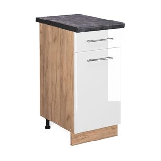 Vicco Mueble Bajo De Cocina Fame-line, Blanco Alto Brillo, 40 Cm, Et Antracita