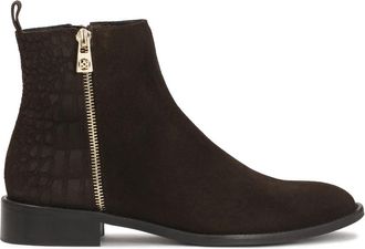 Kazar Su&egrave;de laarzen met ritssluiting en reli&euml;fpatroon - Dames - Enkellaarsjes - Bruin - 37 EU - Su&egrave;de - Schoenen